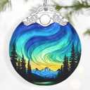 Aurora Borealis Ornament  Christmas Decoration & Christmas Ornament; Stained Glass Holiday Decoration (Holiday Present, Bauble Present, Gift Idea, Gift Exchange) | Heirloom Keepsakes (Northern Lights)