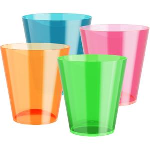 FOCUSLINE 200Pack 2 Oz Plastic Shot Glasses Set, Neon Party Mini Shot Glasses Bulk, Durable and Reusable, Small Disposable Plastic Cups for Vodka, Whiskey, and More