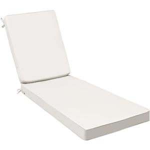 AAAAAcessories Outdoor Chaise Lounge Cushions, Fade-Resistant, Waterproof Patio Furniture Replacement Cushions, 72" x 21" x 3", Creamy White
