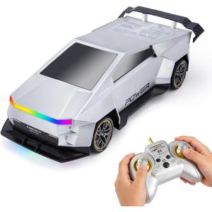Remote Control CarAll Terrain 2.4GHz RC Truck for 3-12 Year Old Boys, Electric Vehicle RC Car with LED Lights for Kids, Birthday Gifts for Kids (Silver)