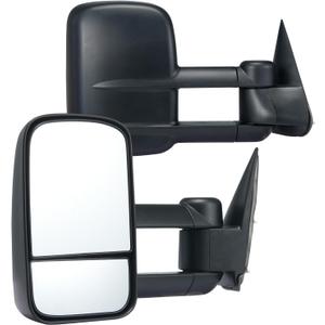 VEVOR Towing Mirrors, Left & Right Pair Set for Chevrolet Silverado (1999-2007)/GMC/Cadillac, Tow Mirror with Plane & Convex Glass, Manual Controlling Telescoping Folding, Four-Way Adjustable, Black