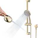 Hand Shower with Slide Bar, High Pressure 10 Setting Handheld Shower Head, Adjustable Height 24" Slide Bar, Wall Supply Elbow and 6.6ft Extra Long Shower Hose - Gold