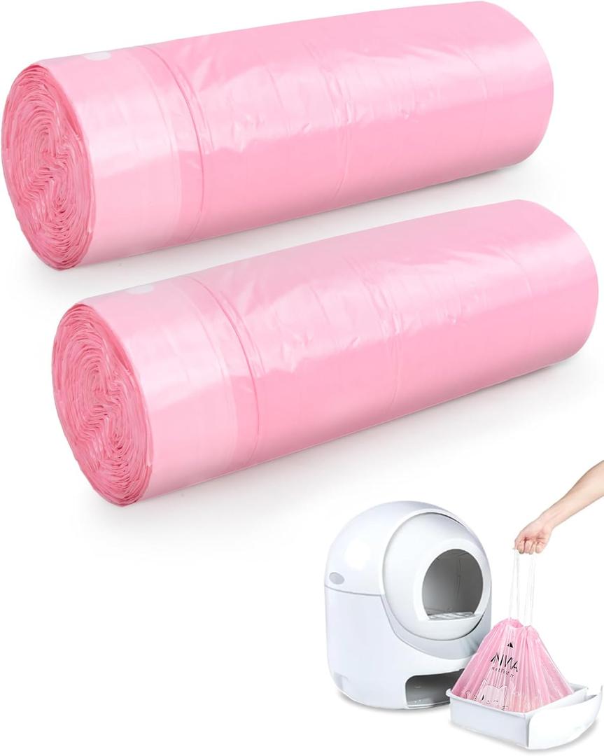 ANWA 40 Count Cat Litter Box Liners for Automatic Cat Litter Box and Litter Box Robot 4/5, Heavy-Duty, Extra Thick, Pink