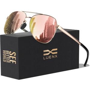 LUENX Aviator Sunglasses for Men Women Polarized - UV400 Protection, Stylish Shades, Driving, Outdoor Activities