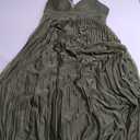 Sexy Backless Maxi Formal Dress for Women with Sequin, Sleeveless Pleated Evening Gowns for Wedding and Cocktail Large Olive Green