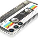 FAteamll Case for Galaxy S25 Shockproof Scratchproof with TPU Soft Bumper Retro Cassette Tape Case Compatible with Samsung Galaxy S25