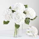Artflower 8Pcs Real Touch Hydrangea Artificial Flowers, 22.5'' White Full Latex Faux Hydrangea Flowers for Home Floral Arrangements Wedding Bouquets Kitchen Table Centerpiece Decorations