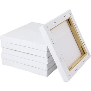 4 Pack Artist Blank Canvas, 20 x 20cm Stretched Canvas Frames Panel Board, Square Art Board for Acrylic Oil Painting