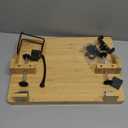 Bedside Shelf for Dorm Bed & Top Bunk, Bamboo Bed Side Table Tray with Cup Phone Holder & Hooks, Bedside Caddy, Clip on Nightstand Bedside Storage College Dorm Room Essentials (Bamboo-1)