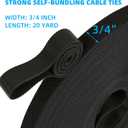 20 Yards x 3/4 inch Hook and Loop Roll, Reusable Fastening Cable Ties, Multi-Purpose Cable Management Wire Ties Cable Straps for Organizing Home, Office and Data Centers