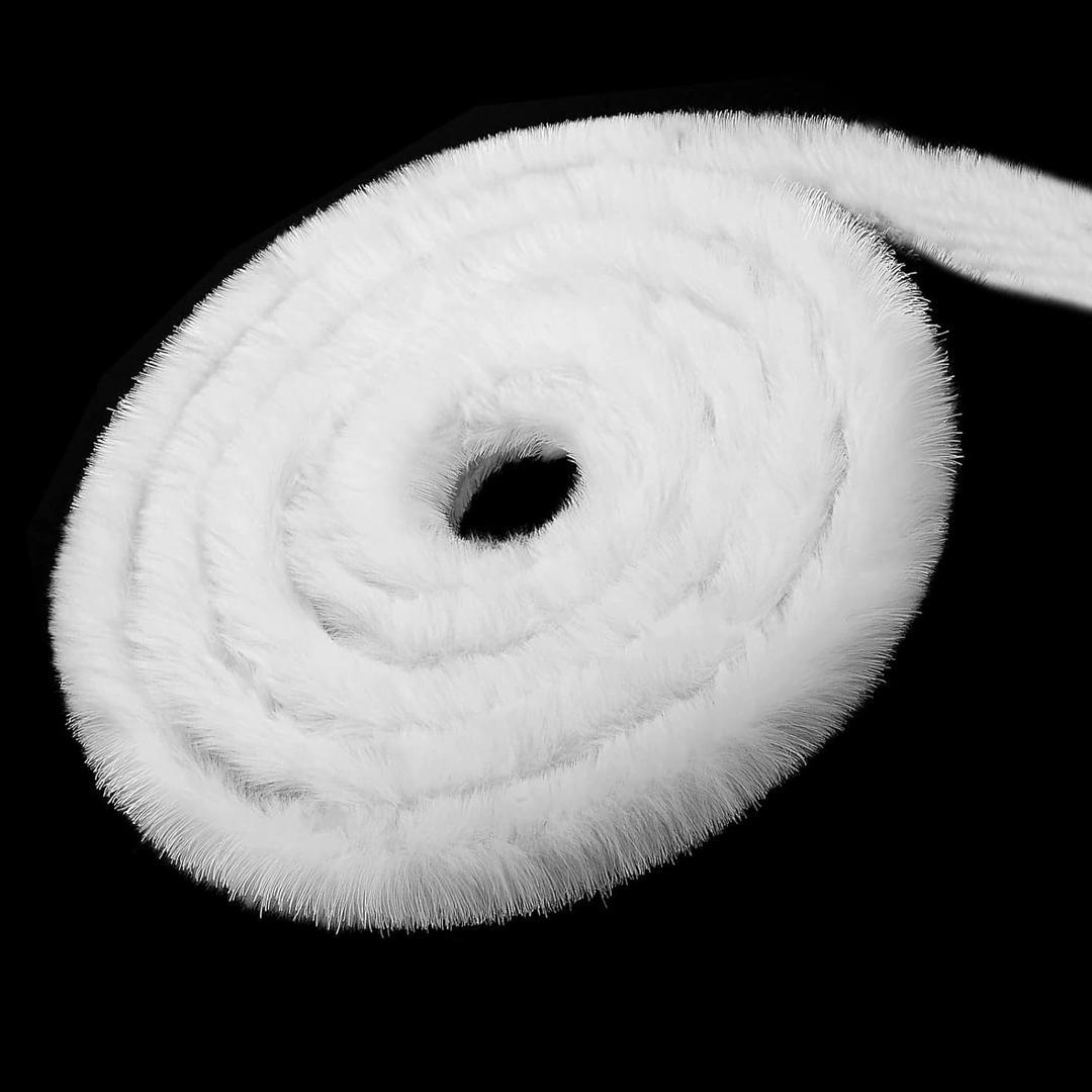 White Faux Fur Trim Ribbon 10m Christmas Trimming Furry Ribbon Stripe Artificial Craft Fur Trim for Christmas TreeWreath Bows Clothing Party Supplies (0.98 Inch x 32.8 Feet)