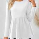 AUTOMET Womens Long Sleeve Babydoll Tops Tunic Shirts Business Dressy Casual Plus Size Blouse Fall Trendy Fashion 2025 (White, XL)