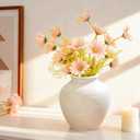 Ceramic Flower Vase Home Decor, 6.2 inch Farmhouse Rustic Vintage Decorative Vases, Pottery Terracotta Boho Flowers Vases for Dining Table, Living Room, Shelf, Kitchen, Bedroom (6.2"-White)