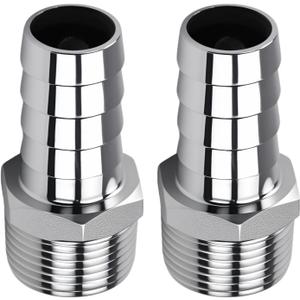 2PCS 1in Hose Barb to 1in NPT Male Adapters, Stainless Steel 1" to 1" NPT Male Hose Barb Fittings for Water Air Gas Pipes