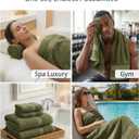 LANE LINEN Cotton Towels for Bathroom - 24 PCs - Highly Absorbent, Durable & Soft - 4 Bath, 4 Fingertip, 6 Hand Towels, 8 Washcloths, 2 Bath Sheets - Family Bundle Pack - Oil Green