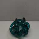 Torre & Tagus Orbit Hand Blown Glass Infinity Knot Sculpture - 3 Inch Glass Art Teal Knot Decor Ball for Home Decor, Small Centerpiece Table Decoration for Home Interior (Clear Teal)