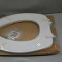 Mayfair Padded Toilet Seat, Cushioned Soft Vinyl over Wood Core Seat, Secure Hinges, Easy Clean, Made in USA, Elongated, White