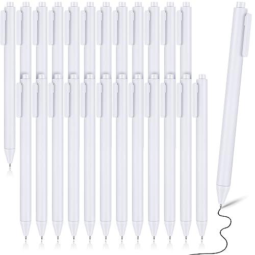 Cholemy 24 Pack Retractable Pens Bulk Pastel Gel Ink Pens 0.5mm Fine Point Tip Black Ink with Grip Smooth Writing for Journaling Note Taking School Supplies(White)