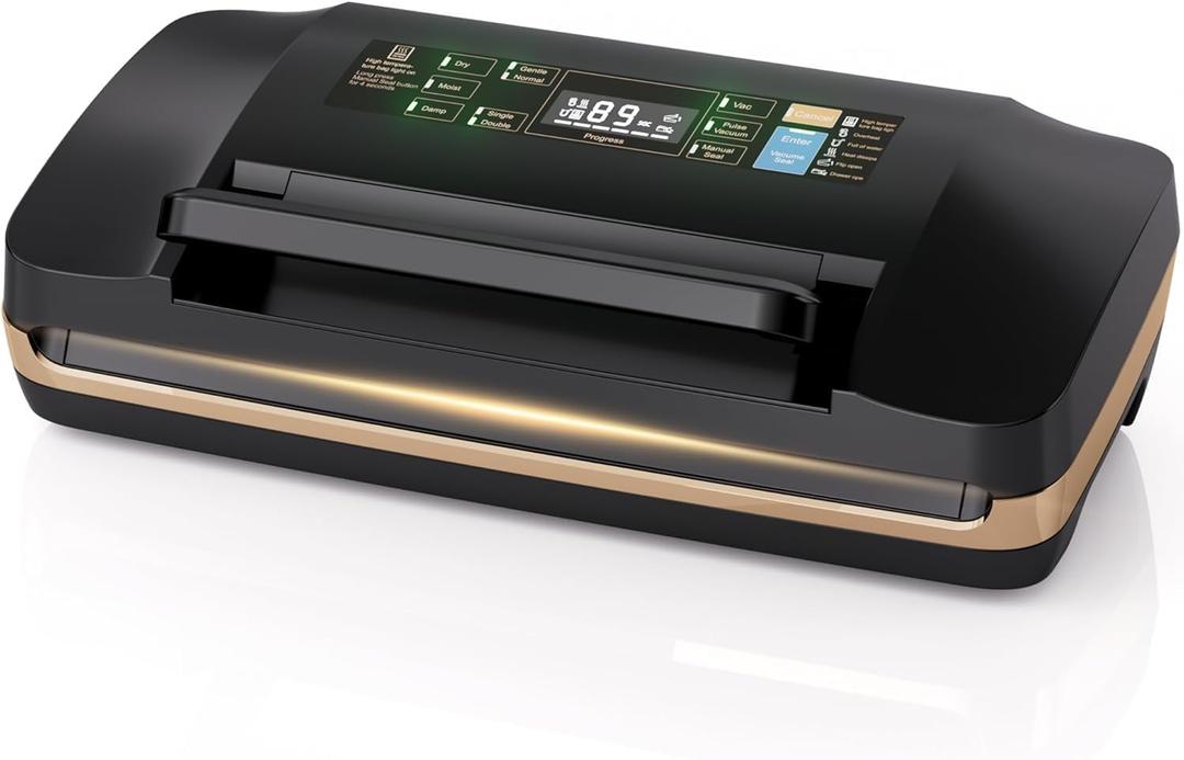 Vacuum Sealer Machine, Built-in Cutter, Bags Storage & Easy-Lock Handle, Includes Free Bags, Black