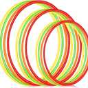 Syhood 12 Pcs Toy Color Hoop Plastic Detachable Adjustable Hoop Light Weight Exercise Fitness Equipment Toy Waist Ring for Adult Party, 3 Sizes(Green, Pink, Yellow, Orange)