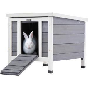 CO-Z Outdoor Cat House, Weatherproof Rabbit Hutch Hideout Indoor Bunny Cage, Wooden Outside Shelter for Feral Cats, Rabbits, Chicken, Small Animal, Ideal for Guinea Pigs Pigeons Ducks Tortoises, Gray (20"L16.5"W14.6"H, Grey)