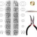 Amrules 1200 Pcs Jump Rings, Jewelry Making Kit with Open/Close Tools, Pliers, Tweezers, Lobster Clasps, DIY Necklace Repair and Keychain Supplies (Silver)