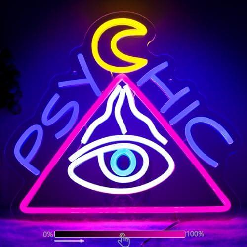 Moodlion Psychic Evil Eyes Neon Sign For Wall Decor Studio Room Led Lights, Halloween Decor Neon Signs Aesthetic Operated Light For Door Decorations, Bedroom Accessories Neon Sign