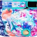 Langsprit Washable Female Dog Diapers (3 Pack) - No Leak Reusable Diapers for Doggy Female in Period - Highly Absorbent Dog Heat Panties with Adjustable Snaps Colourful M Size