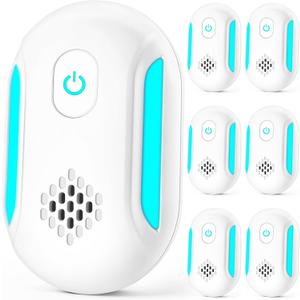 Ultrasonic Pest Indoor Repeller for Roach, Mouse, Rodent, Bugs, Mosquito, Spider, Mice, Ant, Plug-in Control Electronic Repellent 2 Mode (6 Pack)
