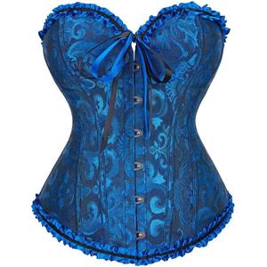 SHYMMUO Corset Tops for Women Sexy Overbust Bustier Lace Up Strapless Party Club Fairycore Renaissance Halloween Costume (Small, Blue/Black)
