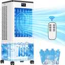 Portable Air Conditioners, 8L Evaporative Air Cooler with Remote and LED Display, 60W Energy-Efficient, 3 Speeds & 4 Modes, 12H Timer, 120Oscillation, Portable AC Units for Rooms Bedroom Home Office