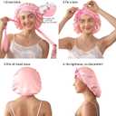 LitBear 100% Mulberry Silk Bonnet for Sleeping Women, 6A 22 Momme, Large Double-Layer Silk Hair Wrap with Tie Band (Pink)