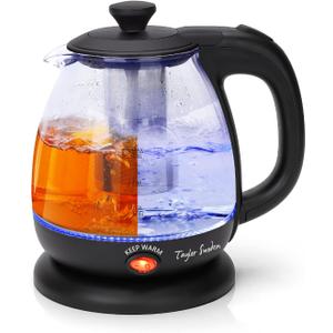 Taylor Swoden Electric Kettle with Tea Infuser, 1L Small Electric Tea Kettle with Keep Warm, LED Light Hot Water Boiler & Heater for Coffee & Tea, Auto Shut-Off & Boil Dry Protection, BPA Free, Black