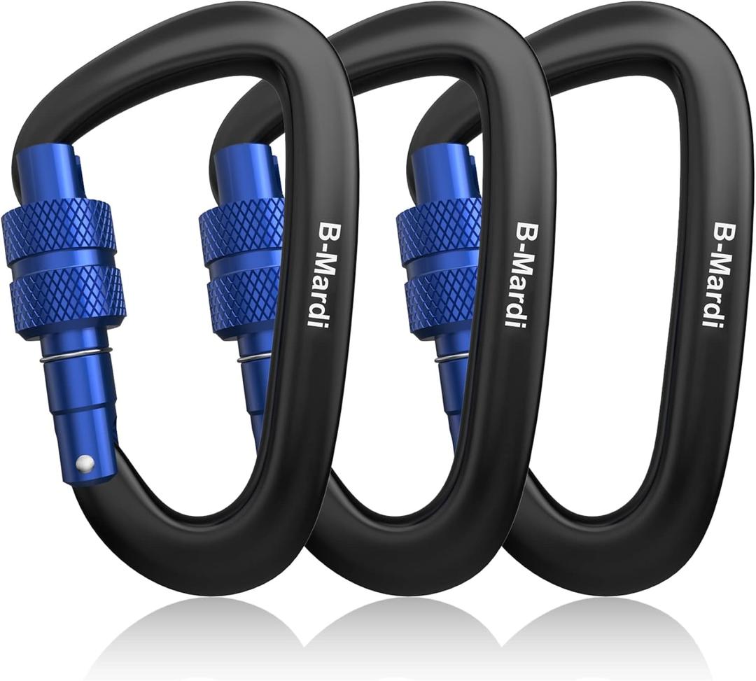 B-Mardi Carabiner Clips Heavy Duty 12kN (2697 lbs)-Lightweight Locking Carabiners for Camping, Hiking, Hammock, Dog Leash Harness, Outdoor and Gym etc, Keychains& Utility