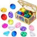 XIJUAN Diving gem Pool Toys Sand Toys,14 Color Diamond Treasure Chest Summer Swimming gems Pirate Diving Toy Set Underwater Swimming toyChildren's Game Gifts for Boys and Girls(Golden)