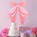 Large Christmas Pink Bow Tree Topper Big Bow Tree Topper Ornament Decorations Pink Plush Hanging Decor for Xmas Door Window Wall Girl Bachelorette Wedding Party Decoration Supplies Gifts 26 x 39In