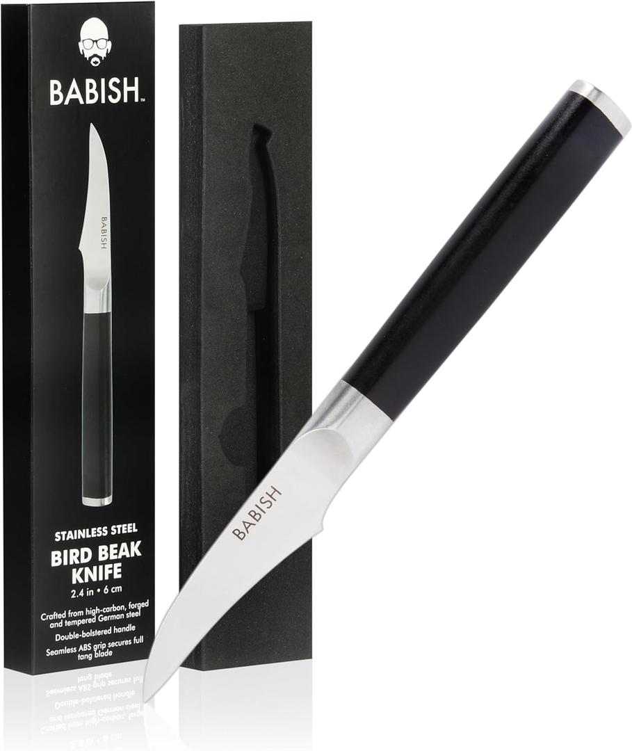 Babish High-Carbon 1.4116 German Steel Cutlery, Birds Beak Peeling, Paring, Tourne Kitchen Knife (2.5")