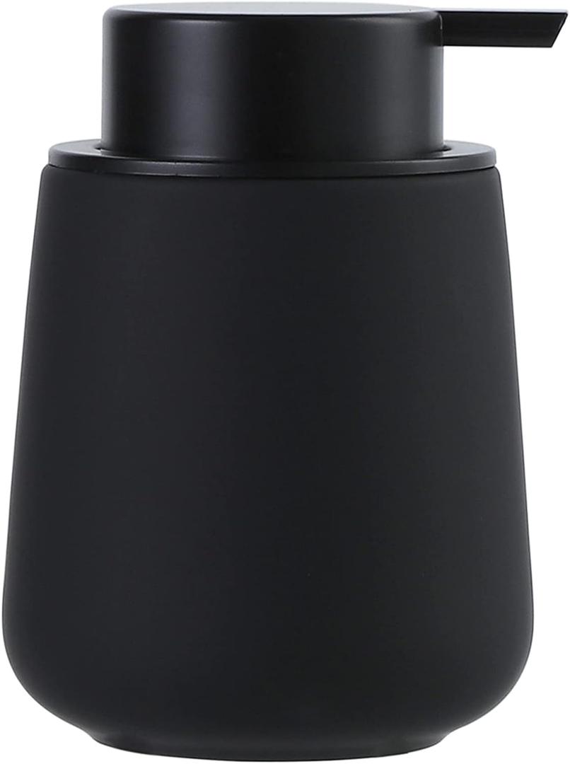 BosilunLife Black Soap Dispenser - Ceramic Dish Soap Dispenser for Bathroom 12ounce Refillable Liquid Hand Dispenser for Essential Oil, Lotion Dispenser with Pump (Rubber Paint)