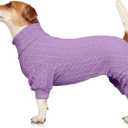 Dog Sweaters for Large Dogs Turtleneck Knitted Pet Clothes Solid Color Puppy Sweater Warm Dog Sweater(Purple & L)