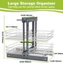 Blind Corner Pull Out Organizer for 32" Cabinet Left Open & Right Open Compatible 2 Tier 4 Shelves Adjustable Height