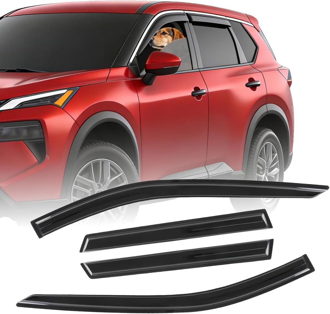 Out-Channel Window Rain Guards for Nissan Rogue 2021-2025 Window Visor Black Rain Shields Deflectors for Rogue Accessories S SV SL 4PCS (for 21-25)