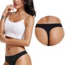 voenxe Seamless Women Underwear Thongs,No Show Ladies Thong,No Line Workout Breathable Comfortable Panties,Soft Undies, 5-Pack, Small, Black
