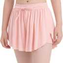 Girls Flowy Shorts: 2-in-1 High Waist Athletic Skorts Preppy Butterfly Shorts with Pocket Liner for Cheer Gym 7-14Y