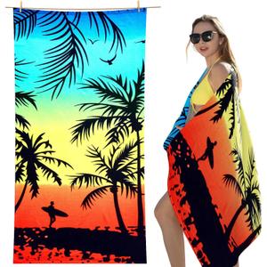 cabanana Microfiber Beach Towel Oversized - Quick Dry Beach Towels, Lightweight Thin for Travel, Large Size 70x40 Compact Pool Towel Beach Essentials (Coconut Tree)