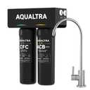 AQUALTRA USF-2F-10 Slightly Alkaline Under Sink Filter System, 20K Gal with Faucet, Reduce PFOA, PFOS, Chlorine, Lead, Mercury, Chloramine, Fluoride, Microplastics Particles, Bad Taste & Odor