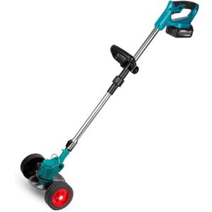 Electric Weed Wacker Cordless Weed Eater Battery Powered, 4-in-1 Brush Cutter/String Trimmer/Grass Trimmer/Lawn Mower, 6 inch Edger Stringless Weed Trimmer with Wheel & Blade