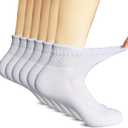 +MD Bamboo Viscose Ankle Diabetic Socks for Men & Women, 6 Pairs, Soft Cushioned, Non-Binding Loose Top, Extra Wide 9-11 White