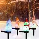 Outdoor Christmas Decorations 2025-Christmas Light Stakes for Yard-Snowman Solar Lights-Snowman Christmas Ornaments for Yard Garden Lawn Landscape Patio Walkway Decor (4 pack, White)