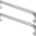 Shower Grab Bars Brushed Nickel 18" x 1 1/4", Stainless Steel Bathroom Handicap Grab Bars for Bathtubs and Showers, Concealed Screw Shower Handle Safety Bars for Elderly, Pregnant, Children (Len 18" x Tube 1.25", Brushed (2 Pack))