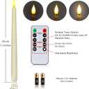 Homemory 12 Pcs Flameless Taper Candles with Remote Timer Dimmer, 11 inches Ivory Taper Candles Battery Operated, Plastic LED Candlesticks with Flickering Flame for Halloween Christmas Church Wedding